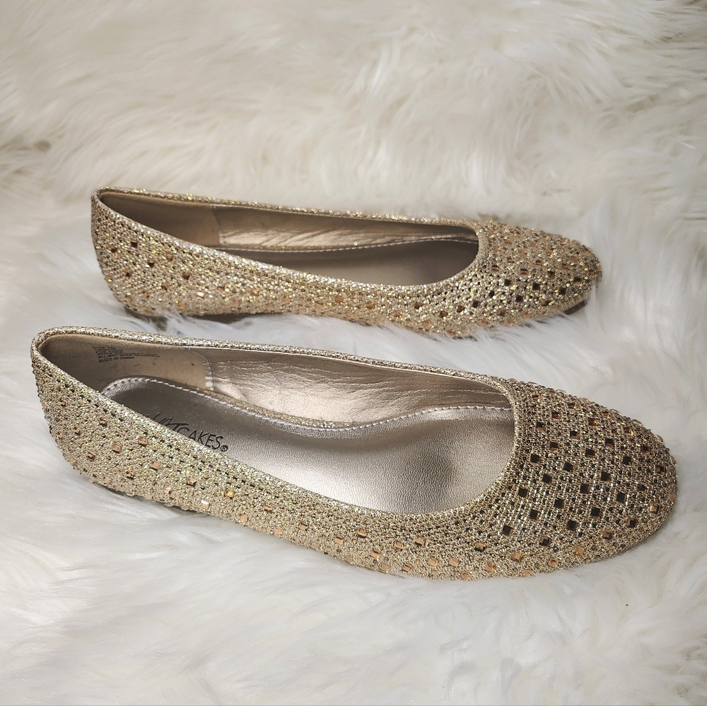 Hot Cakes Gold Jeweled Rhinestone Flats - Picture 6 of 10